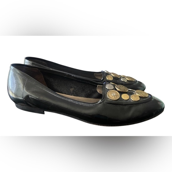 Vintage Vaneli Black and Gold Embellished Loafers - Picture 3 of 9